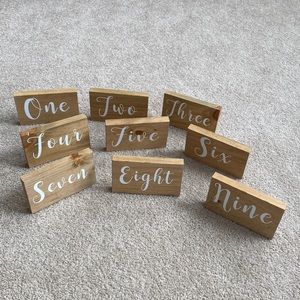 Wooden Table Numbers 1-9 - goes with 10-20 listing